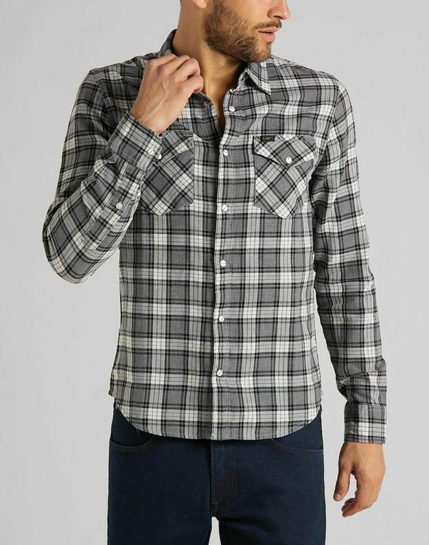 LEE CLEAN WESTERN SHIRT MĘSKA KOSZULA GREY MELE L644RH37 112115616