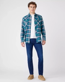 WRANGLER LS WORKSHIRT MĘSKA KOSZULA MATERIAŁOWA W KRATĘ JASPER GREEN W5D15MG27 112141435