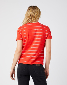DAMSKI T-SHIRT WRANGLER SS STRIPE TEE POPPY RED W7ZCD3XJR 112141647