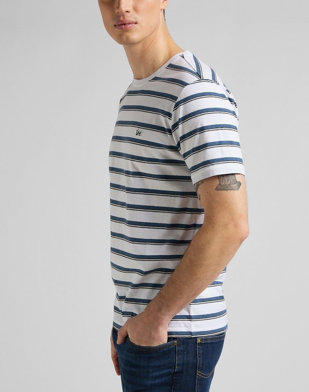 LEE STRIPE TEE MĘSKI T-SHIRT KOSZULKA BLUE UNION L63UPYUF 112145340