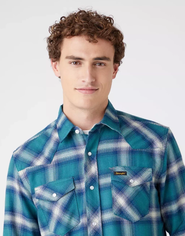 WRANGLER LS WORKSHIRT MĘSKA KOSZULA MATERIAŁOWA W KRATĘ JASPER GREEN W5D15MG27 112141435