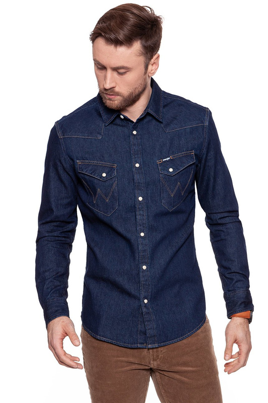 KOSZULA JEANSOWA MĘSKA WRANGLER WESTERN DENIM SHIRT DRY INDIGO W59421DZ0 112129744