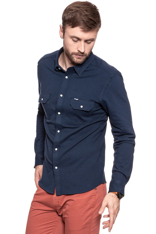 KOSZULA WRANGLER LS 2 PKT FLAP SHIRT NAVY W5996K735 112129909