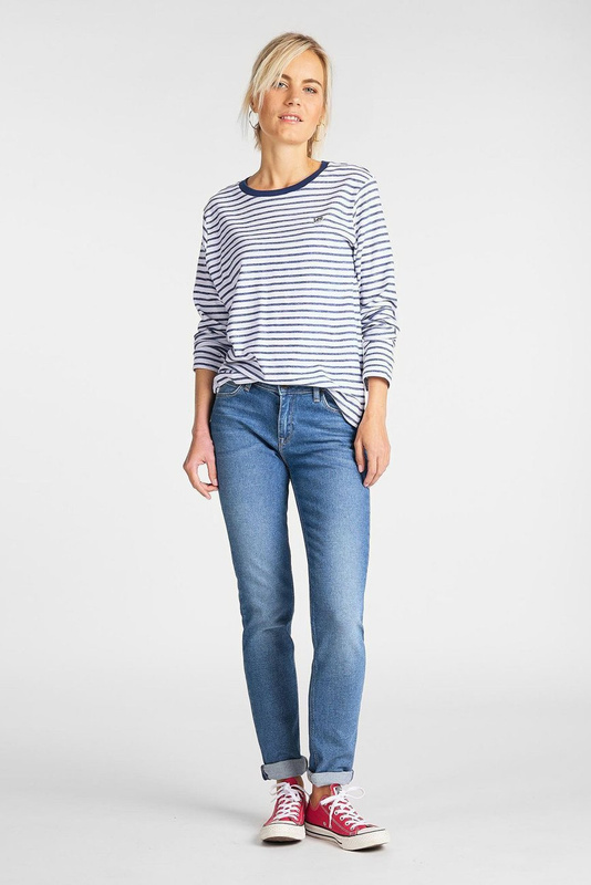 DAMSKI LONGSLEEVE LEE LONGSLEEVE TEE REGULAR FIT WASHED BLUE L41KTYLR 112109048