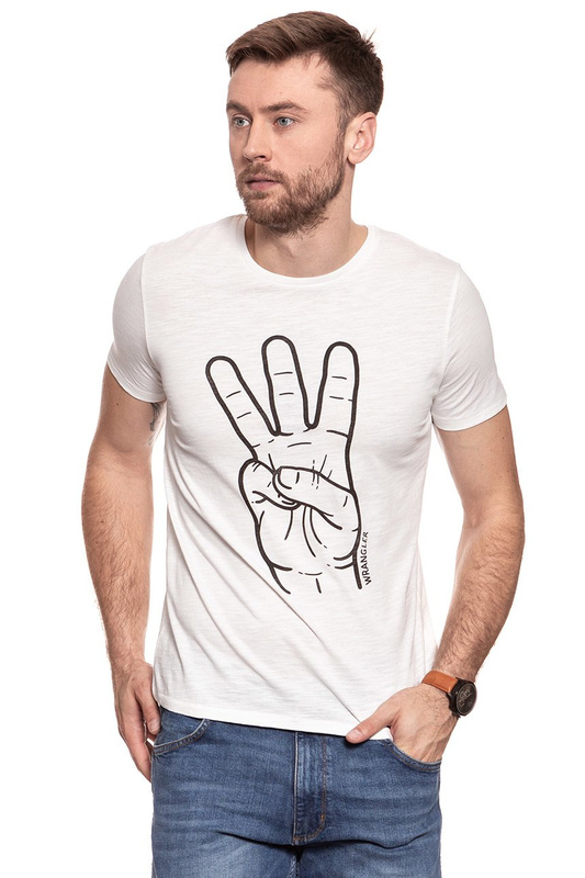 KOSZULKA WRANGLER FESTIVAL TEE ANTIQUE WHITE. W7B44DEFT 112131476