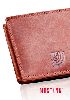 MUSTANG Denimo High Wallet Side Opening With Button SKÓRZANY PORTFEL POJEMNY NA KARTY PREMIUM 