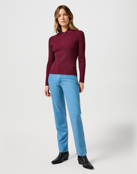 DAMSKI SWETER WRANGLER RIB KNIT POLO PLUM CASPIA 112356484