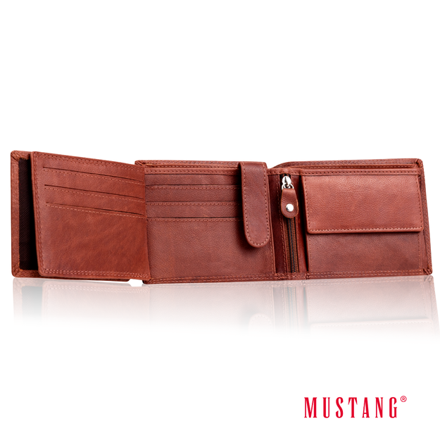 MUSTANG Denimo Wallet Side Opening SKÓRZANY PORTFEL POJEMNY NA KARTY PREMIUM
