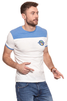 KOSZULKA WRANGLER RINGER BLOCK TEE RIVIERA BLUE W7B46FQ7S 112131481