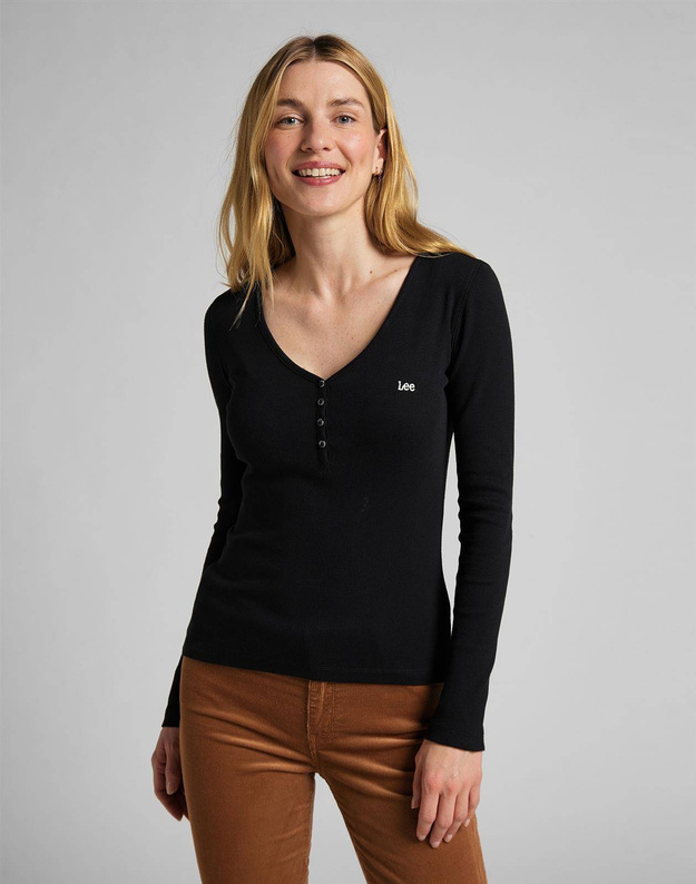 LEE RIBBED LS HENLEY BLACK L40FRB01 112139996