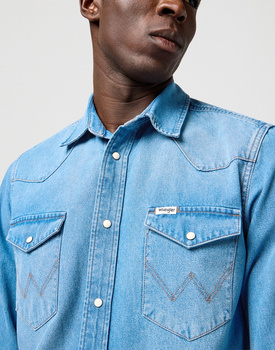 MESKA KOSZULA JEANSOWA WRANGLER WESTERN SHIRT MID LIGHT WASH 112362744