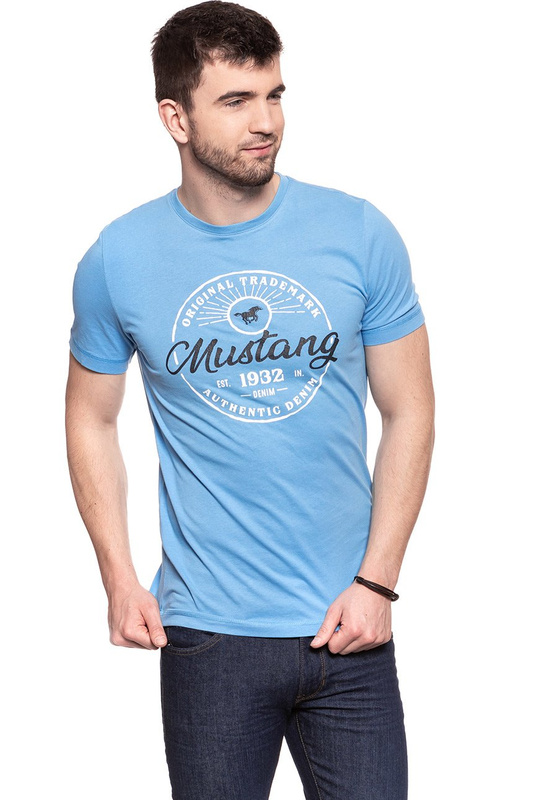 MUSTANG T SHIRT Logo Crack Tee HERITAGE BLUE 1007613 5092