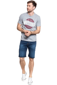 MUSTANG T SHIRT CRACK PRINT TEE MID GREY MELANGE 1007536 4164