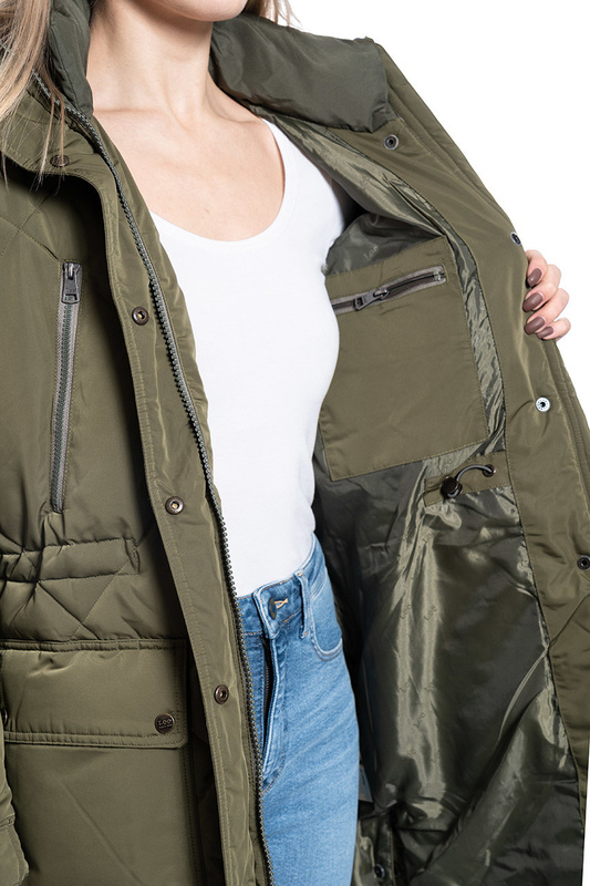 DAMSKA KURTKA ZIMOWA LEE ELONGATED PUFFER OLIVE GREEN L56FMKNX 112113036