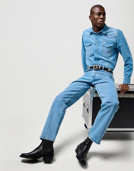 MESKA KOSZULA JEANSOWA WRANGLER WESTERN SHIRT MID LIGHT WASH 112362744