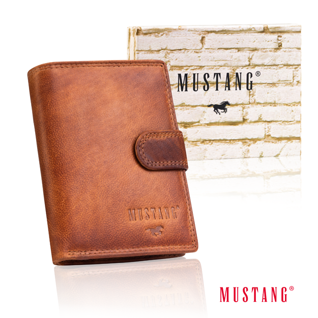MUSTANG Denimo High Wallet Side Opening UNIWERSALNY SKÓRZANY PORTFEL POJEMNY NA KARTY RFID