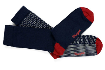 WRANGLER SKARPETY MĘSKIE 2 PARY DWUPAK NAVY/RED GEOMETRIC
