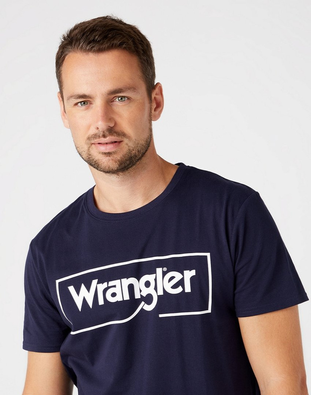 WRANGLER FRAME LOGO TEE MĘSKI T-SHIRT KOSZULKA NAVY W7H3D3114 112146325