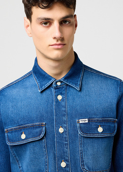 MESKA KOSZULA JEANSOWA WRANGLER OVERSHIRT SLATEBOUND 112373187