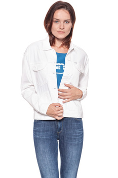 DAMSKA KURTKA JEANSOWA WRANGLER RETRO JACKET WHITE DAMAGED W415DM12Q 112128781