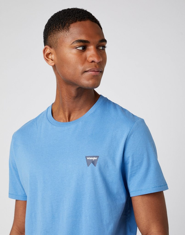 MĘSKI T-SHIRT WRANGLER SS SIGN OFF TEE RIVIERA BLUE W7C07D37S 112141532