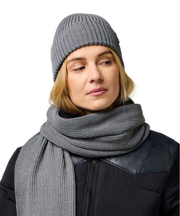 ZESTAW CZAPKA I SZALIK ZIMOWA WRANGLER SCARF BEANIE SET MID GREY MEL 112372423