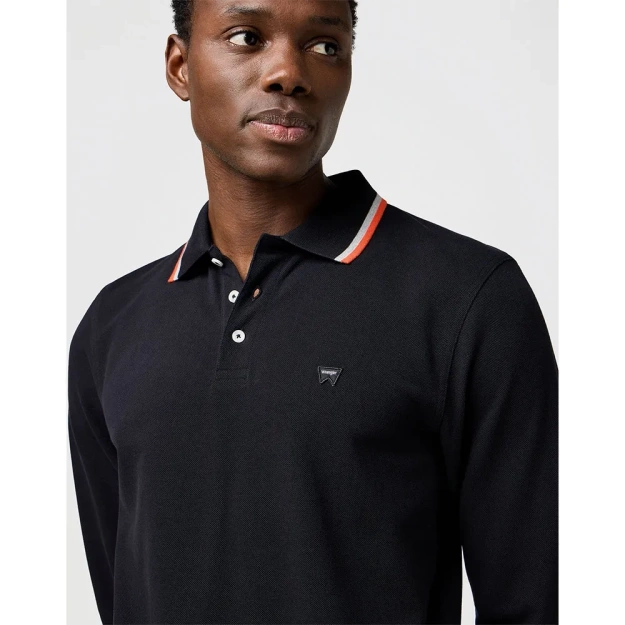 MESKA KOSZULKA POLO WRANGLER LS POLO SHIRT BLACK 112371505