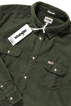 KOSZULA WRANGLER LS 2PKT FLAP SHIRT ARMY GREEN W5996TCSZ 112129913