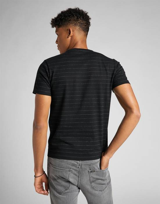LEE SS REFINED TEE MĘSKI T-SHIRT KOSZULKA PASKI BLACK L60QLE01 112113479
