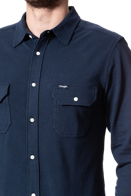 KOSZULA WRANGLER LS 2 PKT FLAP SHIRT NAVY W5996K735 112129909