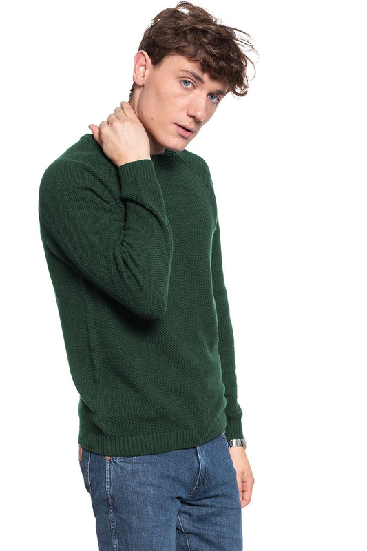 MĘSKI SWETER LEE RICE KNIT DK BOTTLE GREEN L83MOCBB 112122402