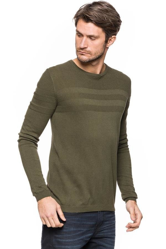 TOM TAILOR STRUCTURED CREW-NECK SWEATER OLIVE NIGHT GREEN 3020016.00.15 COL. 7548