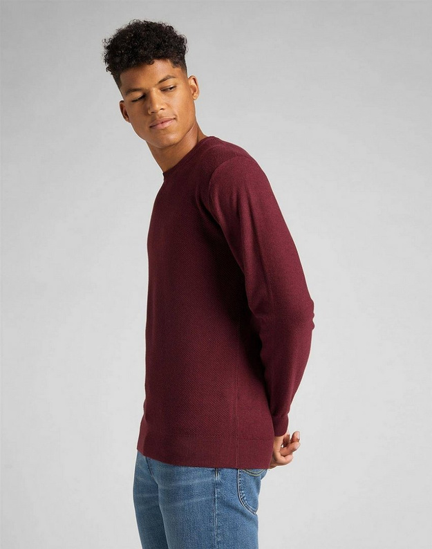 LEE BASIC CREW KNIT MĘSKI SWETER KLASYCZNY FIRED BRICK L83IKHTM 112140951