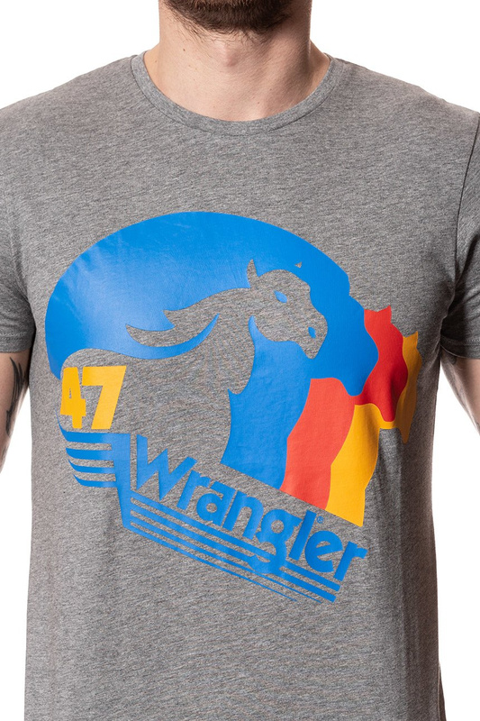 KOSZULKA WRANGLER HORSE LOGO TEE GREY MARL W7B72FKVB 112131539