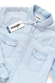 KOSZULA JEANSOWA MĘSKA WRANGLER LS WESTERN LIGHT STONE W5A231GZ6 112129994