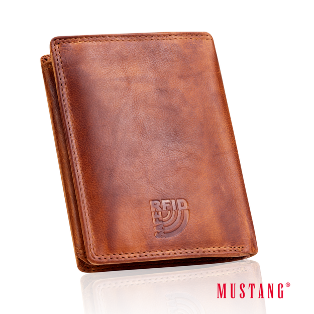 MUSTANG Denimo Wallet Side Opening SKÓRZANY PORTFEL POJEMNY NA KARTY PREMIUM 