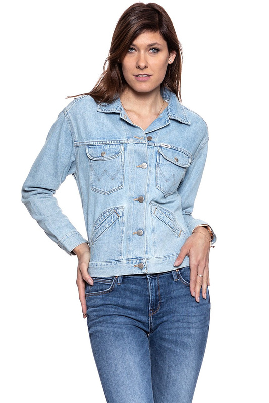DAMSKA KURTKA JEANSOWA WRANGLER RETRO JACKET TUBBLE BLUE W415FH17J 112128783
