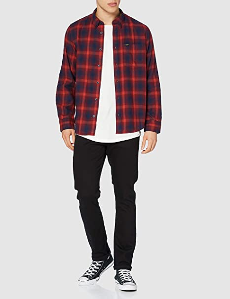 LEE BUTTON DOWN MĘSKA KOSZULA MATERIAŁOWA W KRATĘ REDRUM L880QCOW 112123392