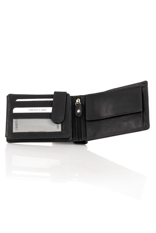 ZESTAW PREZENTOWY MUSTANG - SKÓRZANY PORTFEL I PASEK MĘSKI BLACK