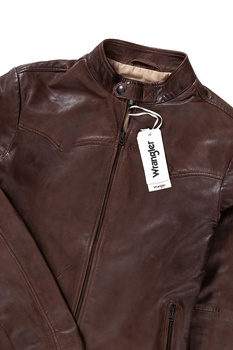 KURTKA SKÓRZANA WRANGLER WESTERN BIKER CHOCOLATE BROWN W4762ZAVM 112129047