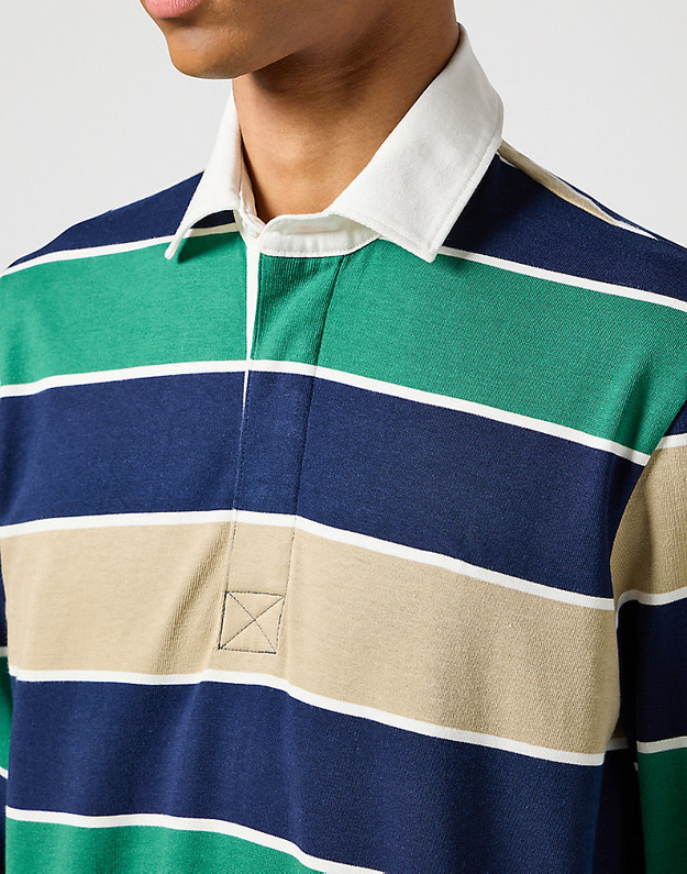 WRANGLER MĘSKA KOSZULKA LS RUGBY POLO NAVY STRIPE 112357371 W7B6014008