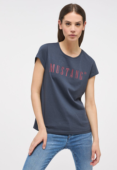 MUSTANG Alina C Logo Tee Damski T-shirt Koszulka Blue Nights 1013222 4085