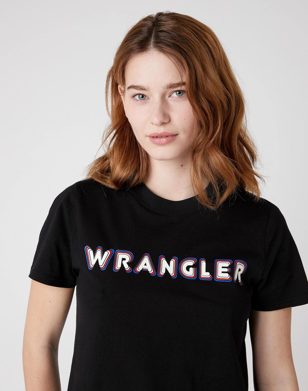 DAMSKI T-SHIRT WRANGLER HIGH RIB REGULAR TEE BLACK W7N9GH100 112131995