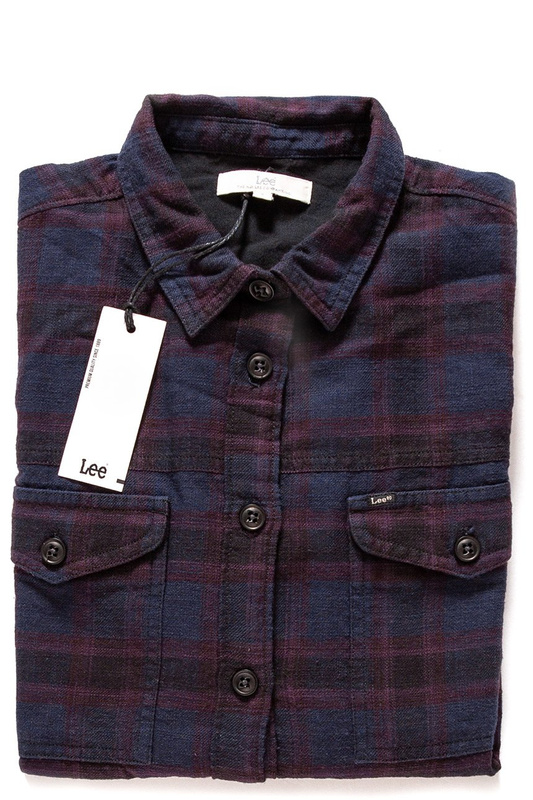 LEE FRAYED HEM SHIRT DEEP PLUM L49XFNDS