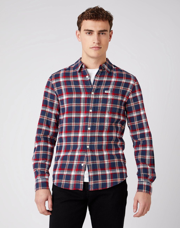 MĘSKA KOSZULA W KRATE WRANGLER LS 1 PKT SHIRT RED W5F1B3X47 112141438