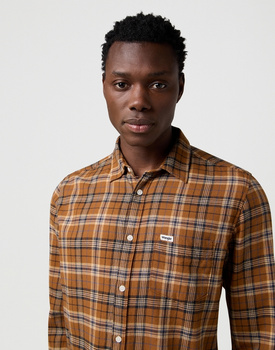 MESKA KOSZULA WRANGLER 1 PKT SHIRT BROWN BLACK 112371404