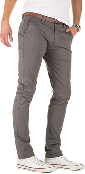TOM TAILOR SPODNIE MĘSKIE SOLID SKINNY CHINO WITH BELT TORNADO GREY 64033420012 COL. 2661
