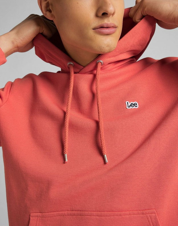 MĘSKA BLUZA Z KAPTUREM LEE PLAIN HOODIE WASHED RED L80YSPQM 112121608