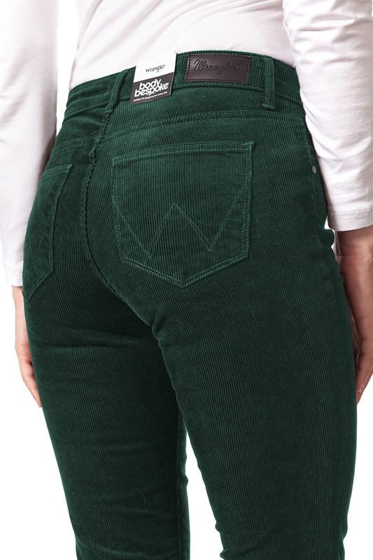 DAMSKIE SPODNIE SZTRUKSOWE WRANGLER SLIM GREEN NIGHT W28LEK18P 112128382