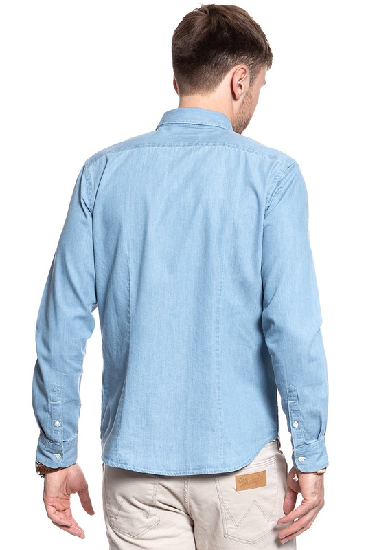 KOSZULA JEANSOWA MĘSKA WRANGLER L/S 1PKT BUTTON-DOWN LIGHT INDIGO W58838S4E 112129622